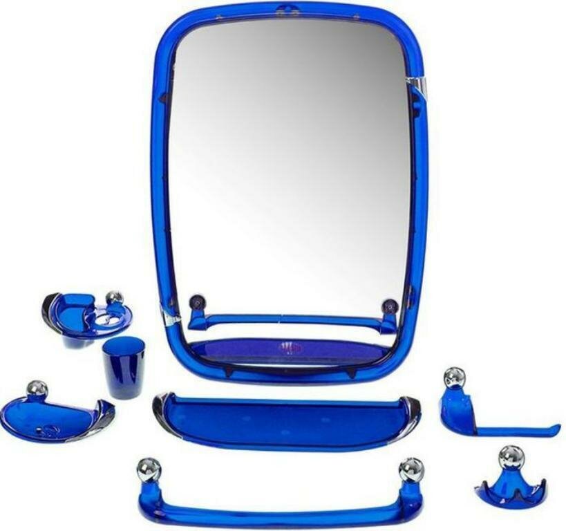 Прямоугольное зеркало для ванной комнаты "Вива классик" 38х55 см (Синий)