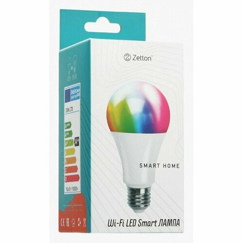 Лампа светодиодная Zetton E27 100-240В 15Вт 6500K Smart Wi-Fi Bulb ZTSHLBRGBE271RU