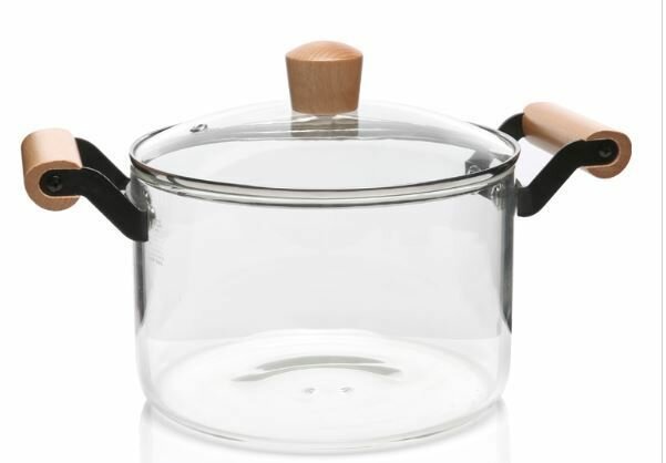 фото Кастрюля стеклянная прозрачная 3,5 л круглая с крышкой