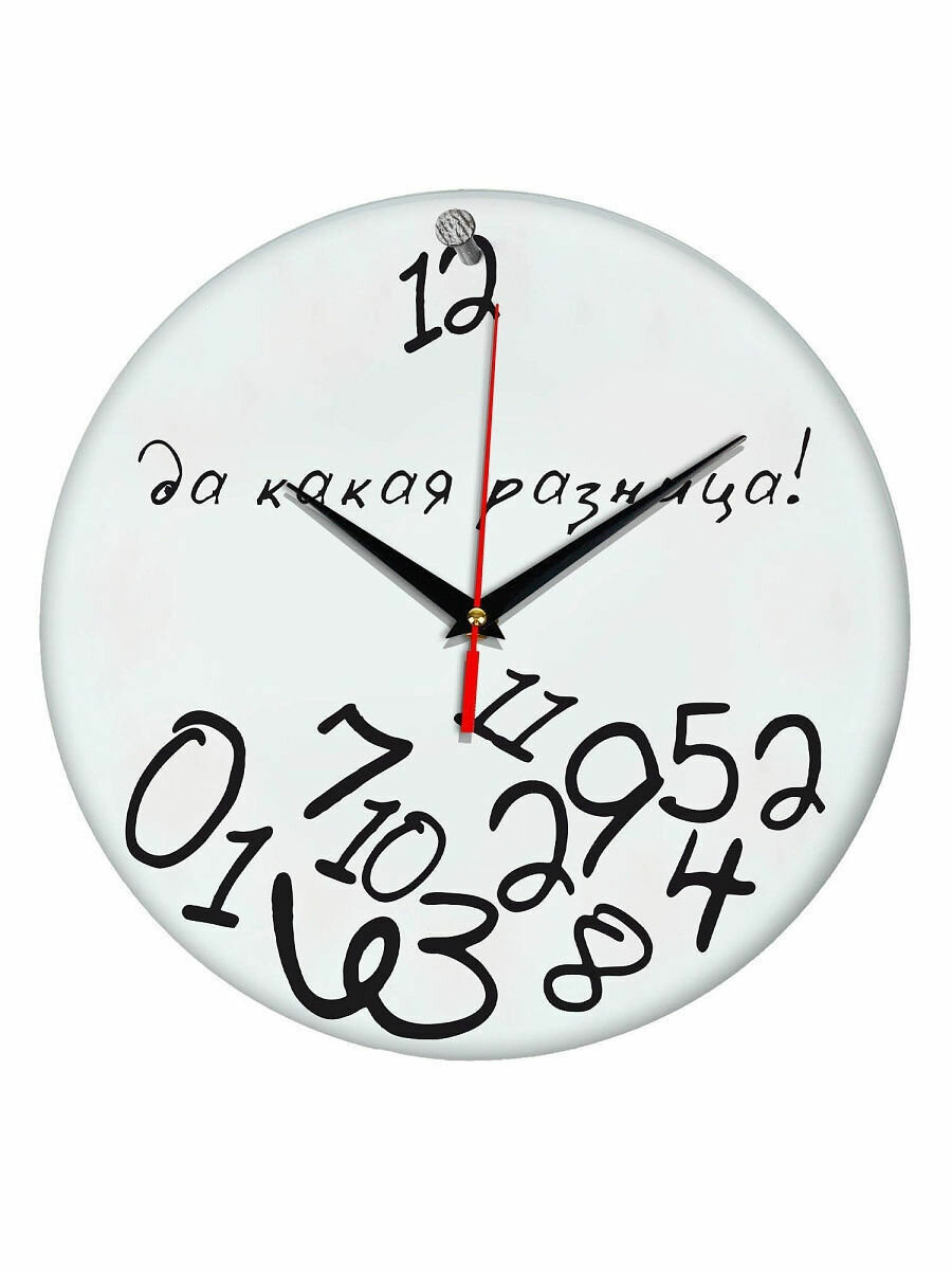 фото Часы настенные "Да какая разница" 28см, плавный бесшумный механизм (черный / белый)