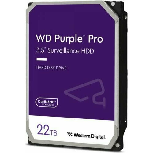 Жесткий диск 22TB SATA 6Gb/s Western Digital WD221PURP Purple PRO 3.5 7200 RPM 512MB AI для систем для домашних пк western digital жесткий диск western digital wd3200ys 320gb 7200 sataii 3 5 hdd