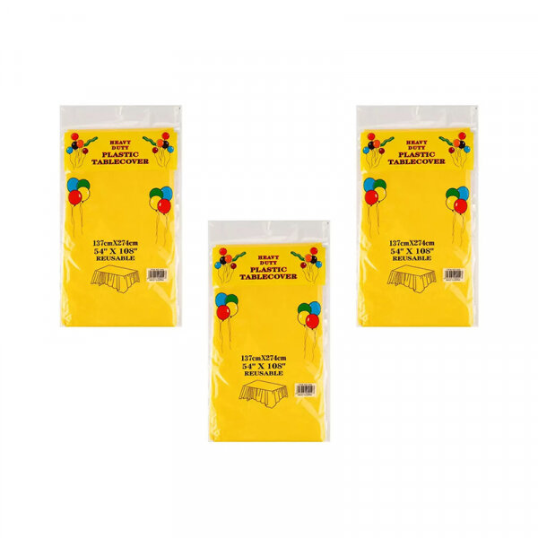 фото Скатерть "Праздничный стол" одноразовая пвх, цвет желтый 137х183 см (Набор 3 шт.)