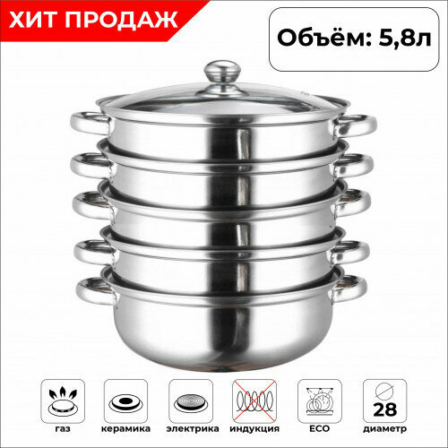 GB-341 Мантоварка 5 ярусов ст/кр 40см нжс