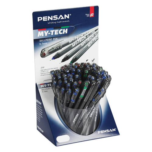 Ручка шариковая масляная PENSAN My-Pen, синяя, корпус тонированный синий, узел 1 мм, линия письма 0,5 мм, 2210, 50 штук в упаковке