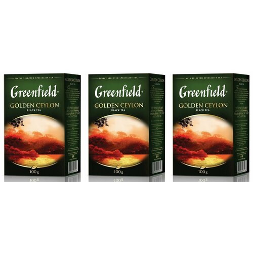 Greenfield Чай черный Golden Ceylon, крупнолистовой, 100 г, 3 уп