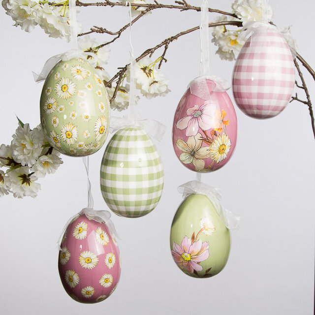 Kaemingk Пасхальные украшения Яйца Flower Easter 12 см, 6 шт, подвеска *
