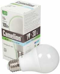 Лампа светодиодная E27, 13 Вт, 100 Вт, груша, 4500 К, свет холодный белый, Camelion