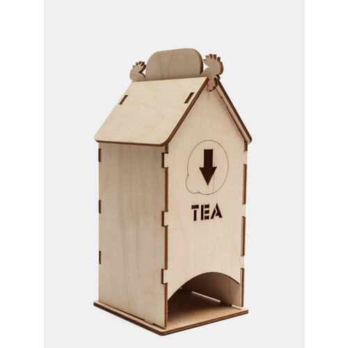 Чайный домик деревянный из фанеры, органайзер для чайных пакетиков ЧАЙ здесь