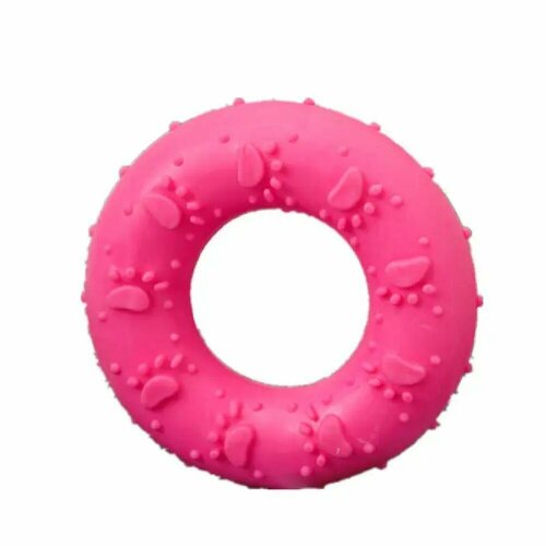 Пончик розовый / Жевательная игрушка для собак / кольцо с лапками, резина, d7 см