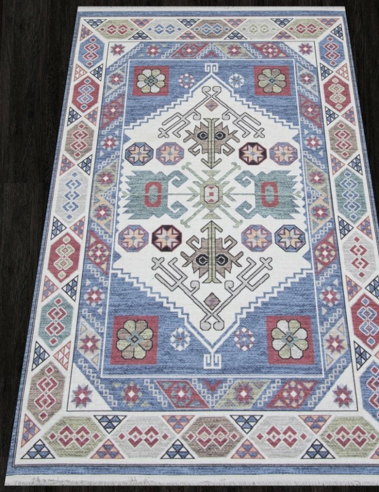 Ковер AB150A - BLUE / CREAM - Прямоугольник - коллекция LOTUS (0.8 х 1.5 м)