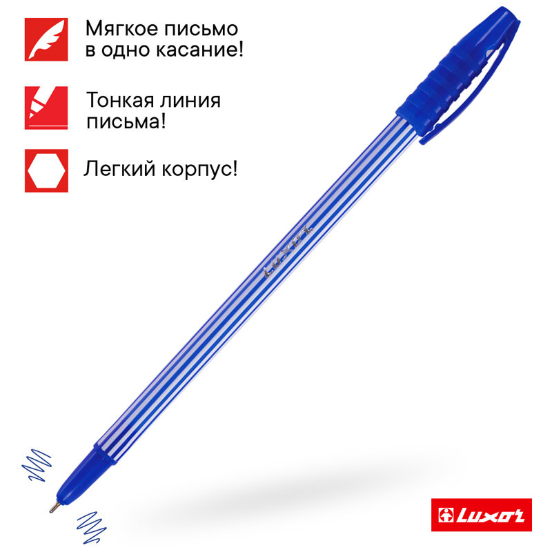 Ручка шариковая Luxor Stripes синяя - фото №5