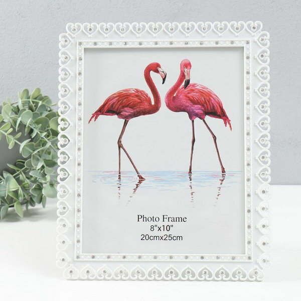 фото Фоторамка пластик 20х25 см "Рама из сердечек" белая