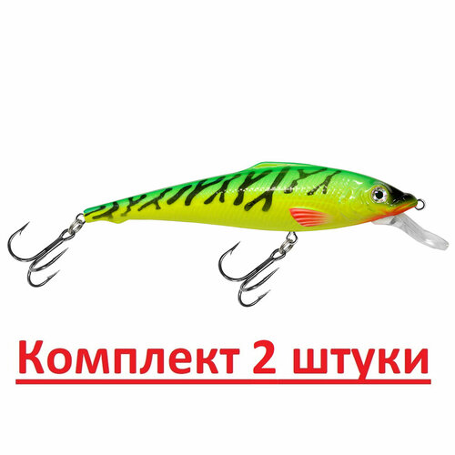 фото Воблер aqua пескарь 98mm, цвет 056 (флуоресцентная макрель), 2 штуки