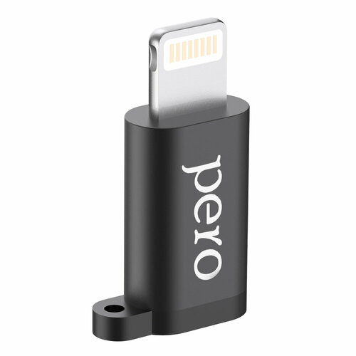 Адаптер PERO AD01 LIGHTNING TO MICRO USB, черный адаптер pero ad02 otg lightning to usb 3 0 черный