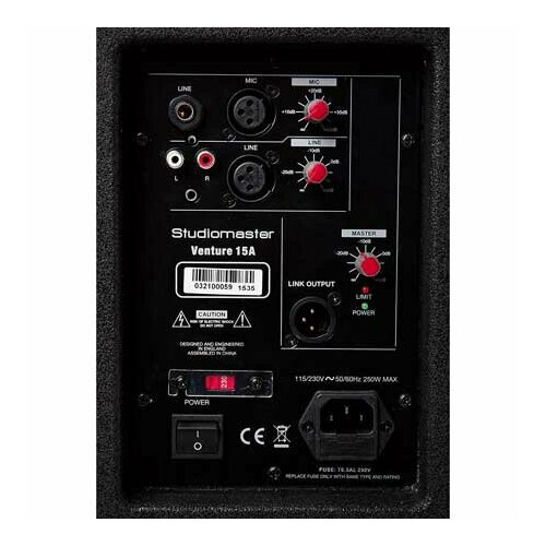 STUDIOMASTER Англия VENTURE 15A Активная акустическая система 600Вт RMS НЧ динамик 15 ВЧ динамик 17 Max SPL шт 10245700₽