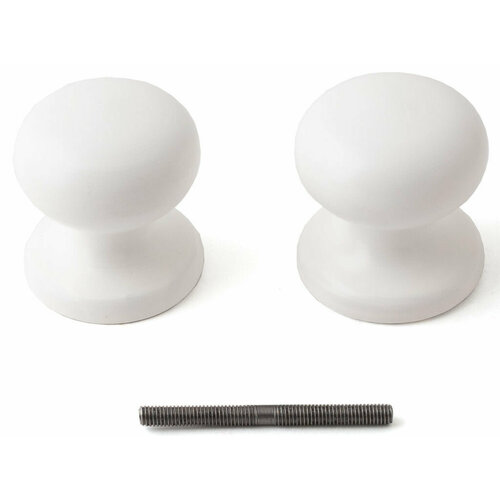 Ручка-кнопка дверная, дерево (Подольск) Бб1 белая