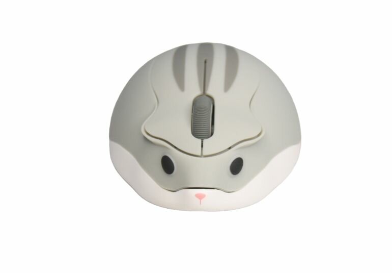Компьютерная мышь (хомячок) беспроводная оптическая эргономичная CHUYI 24G Мышка с глазами  Серая