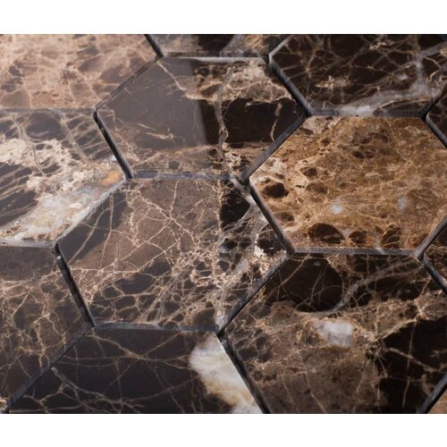 Мозаика мраморная для фартука чип 63x63 Hexagon Polished Dark Imperador Starmosaic 282х260/8, упаковка 11 листов / 0.81 кв. м