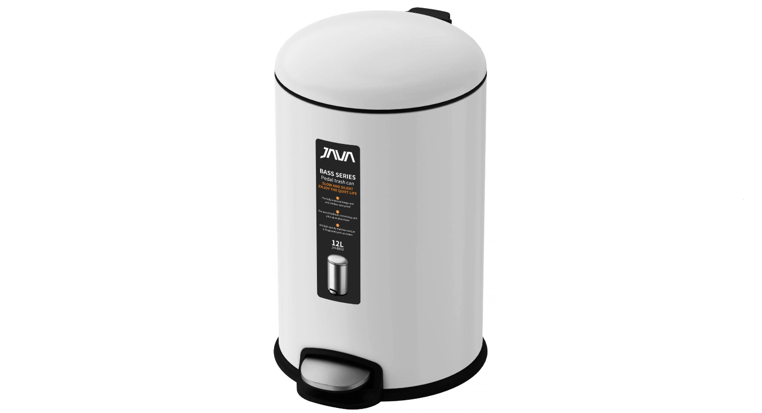 Мусорное ведро Java S-885-12W 12 л, белое - фото №1