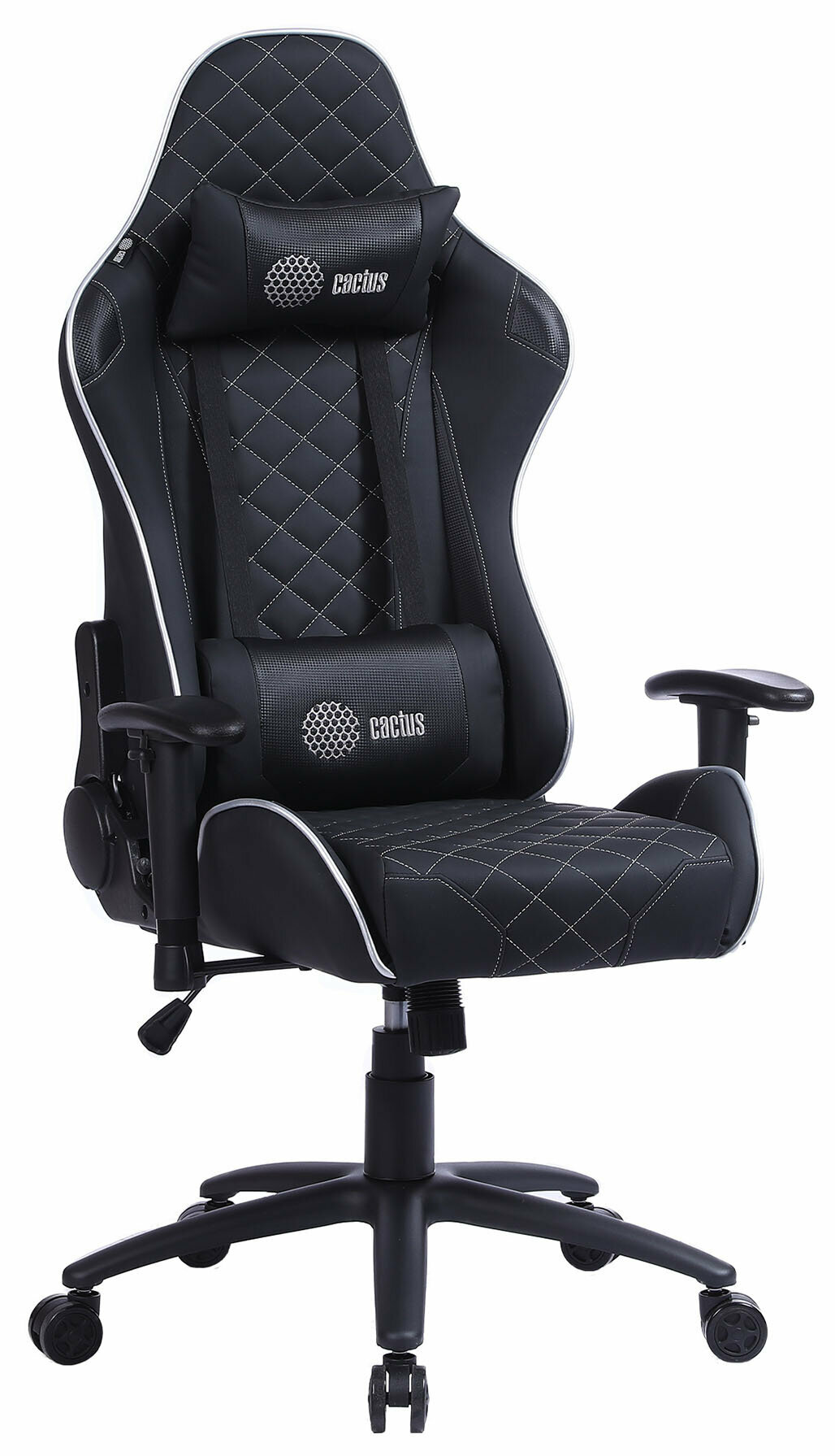 Кресло игровое Cactus CS-CHR-030BLS черный/серебряный эко. кожа металл