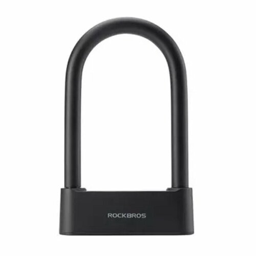 фото Замок u-образный rockbros smart fingerprint u-lock разблокировка ключом по bluetooth и по отпечатку пальца, цвет чёрный