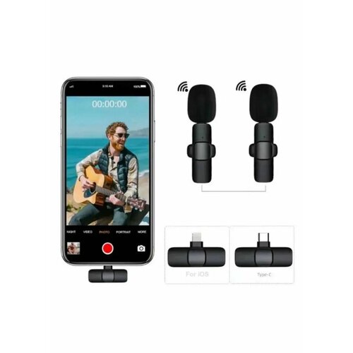 Аксессуар для мобильного устройства петличный микрофон беспроводной черный для IPhone 89000₽