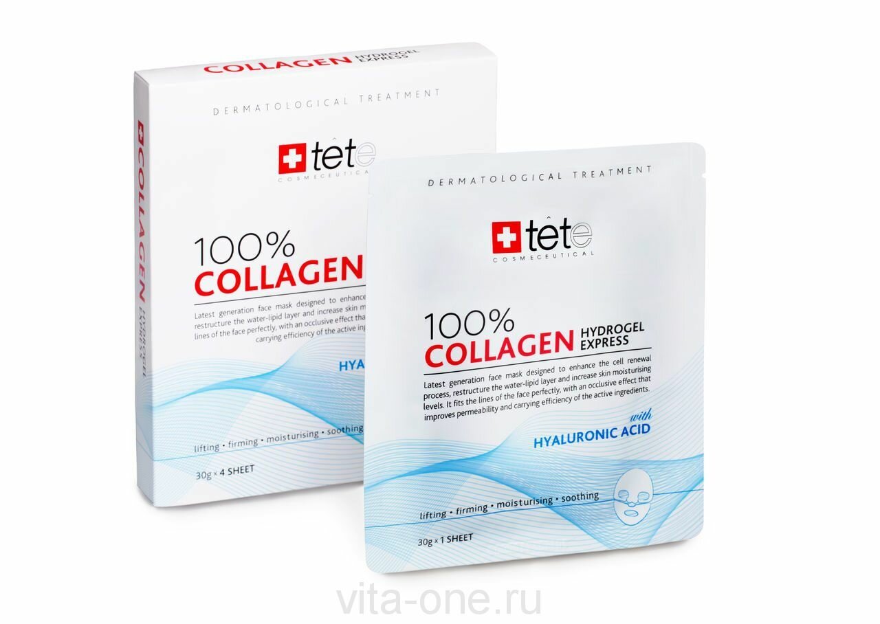 Гидроколлагеновые маски моментального действия Collagen Hydrogel Mask Tete cosmeceutical Тете косметик 4 саше