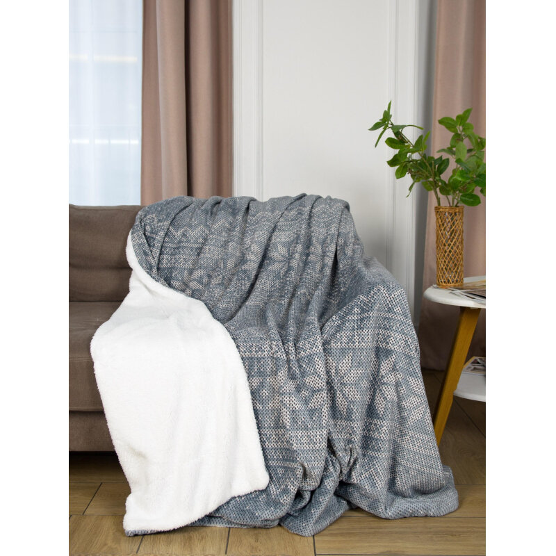 фото Плед микрофибра Knit 180х200 серый