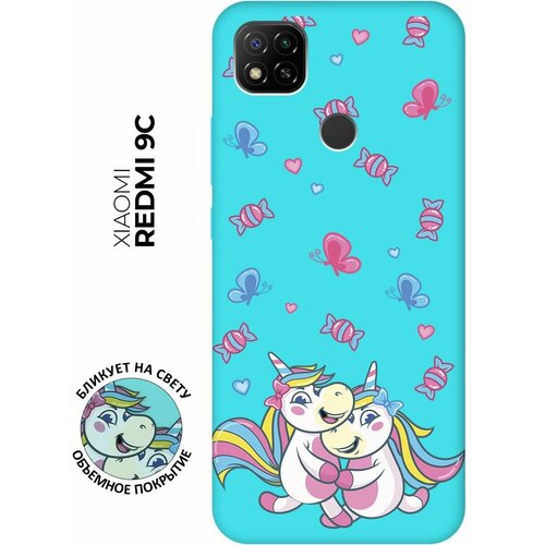 Матовый чехол Unicorns and Candies для Xiaomi Redmi 9C / Сяоми Редми 9С с 3D эффектом бирюзовый матовый чехол unicorns and candies для xiaomi redmi a1 сяоми редми а1 с 3d эффектом черный