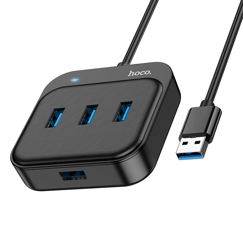 USB HUB разветвитель HOCO HB31 Easy 4 в 1 USB3.0 (m) - 4xUSB3.0 (f), 1.2 м, черный