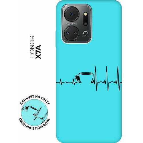 Матовый чехол Coffee Cardiogram для Honor X7a / Хонор Х7а с 3D эффектом мятный матовый чехол coffee cardiogram для honor x7a хонор х7а с 3d эффектом мятный