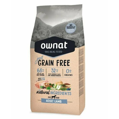 Ownat Adult Grain Free Сухой корм беззерновой для взрослых собак, с ягненком, 14 кг