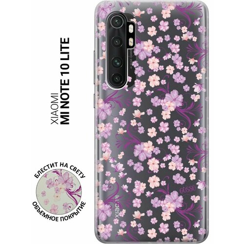 Ультратонкий силиконовый чехол-накладка ClearView 3D для Xiaomi Mi Note 10 Lite с принтом Lilac Flowers ультратонкий силиконовый чехол накладка clearview 3d для galaxy m51 с принтом lilac flowers