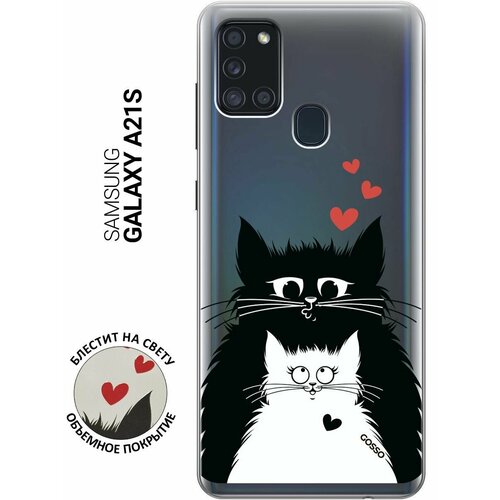 Ультратонкий силиконовый чехол-накладка ClearView 3D для Samsung Galaxy A21s с принтом Cats in Love ультратонкий силиконовый чехол накладка clearview 3d для xiaomi redmi note 8t с принтом cats in love