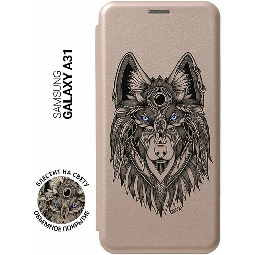 Чехол-книжка Book Art Jack для Samsung Galaxy A31 с принтом Grand Wolf золотой