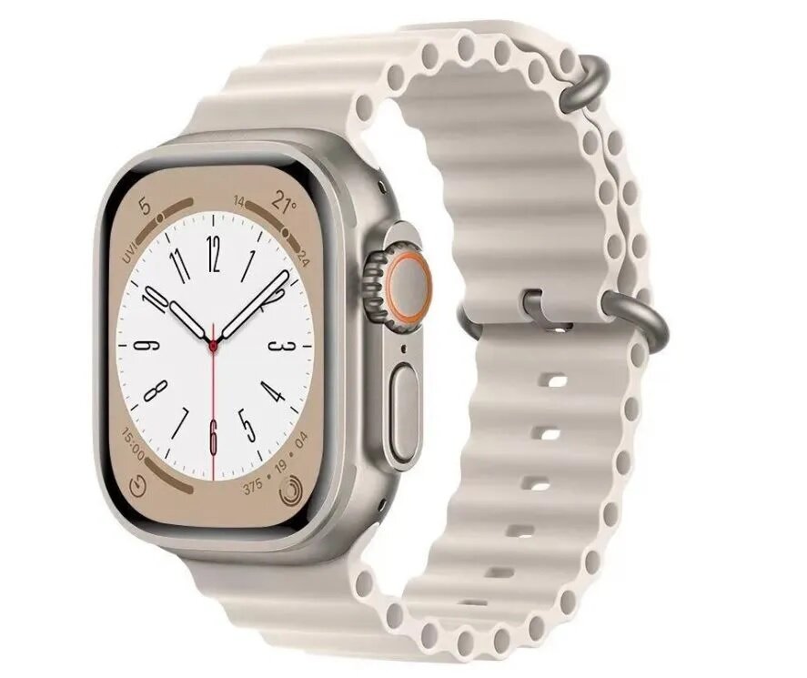 Ремешок Ocean Band для Apple Watch ULTRA 42-44-45-49mm, Series 1-8, SE, 42/44/45/49mm, бежевый, рифленый
