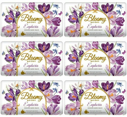 Весна Туалетное мыло-крем Bloomy Garden Эйфория, 90 г, 6 шт