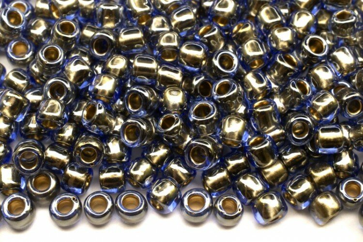 Бисер японский TOHO круглый 6/0 #0992 монтана золотая линия внутри 10 грамм