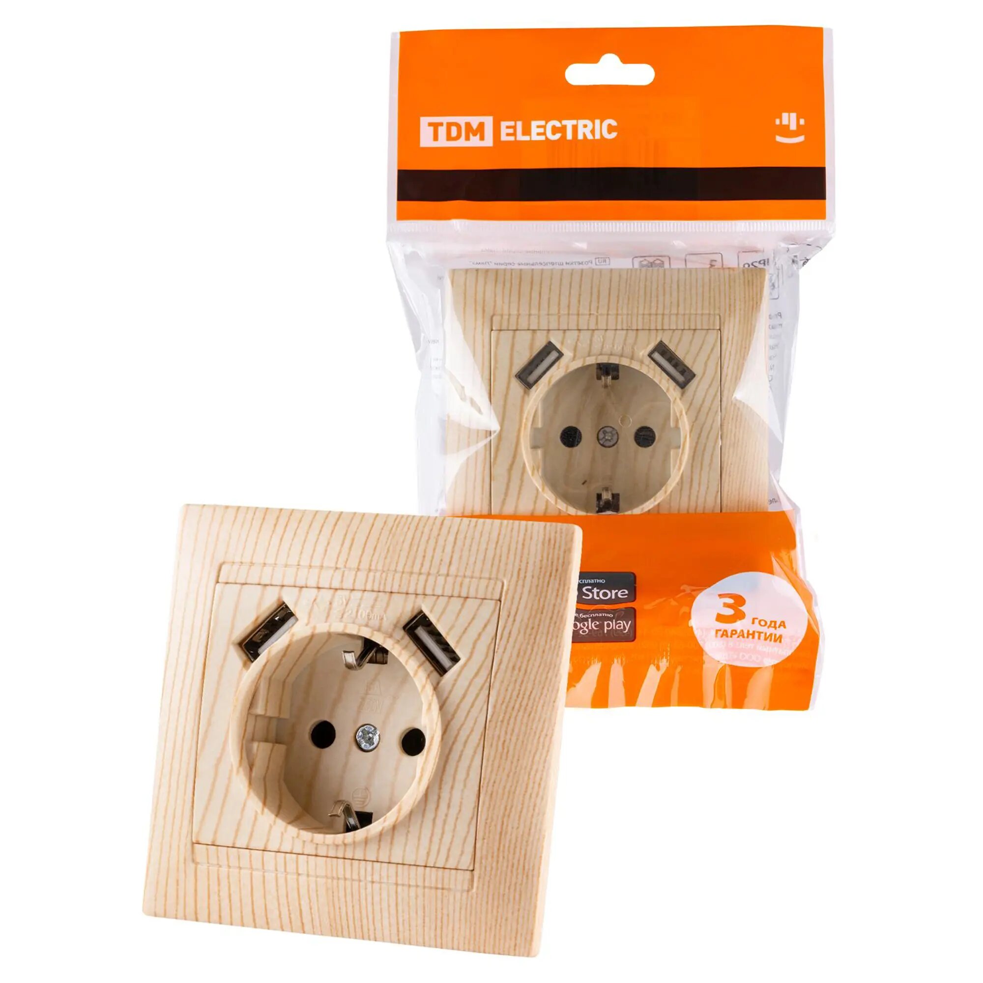 Розетка 2P+PE/2хUSB TDM Electric - фото №7