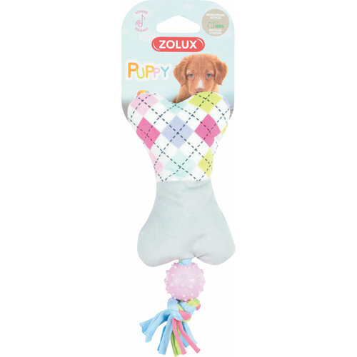 Игрушка с пищалкой Zolux Стильная кость для щенков и собак миниатюрных пород 7х3,5х18,5 см серая
