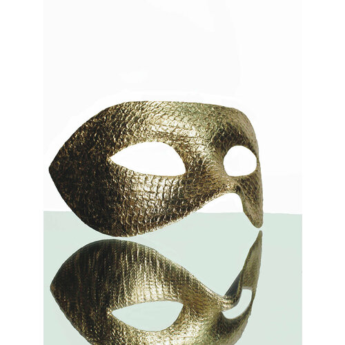 Карнавальная маска золотая с имитацией кожи рептилии венецианская маска чёрно красная для маскарада мужская