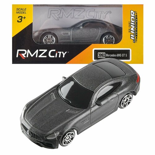 Машина металлическая RMZ City 1:64 Mercedes-Benz GT S AMG 2018, без механизмов, серый матовый цвет машинка металлическая uni fortune rmz city 1 32 mercedes benz gt s amg 2018