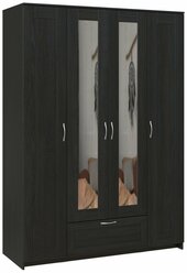 Шкаф ГУД ЛАКК Сириус, 4 двери и 1 ящик с зеркалом, 156х59х220 см, дуб венге