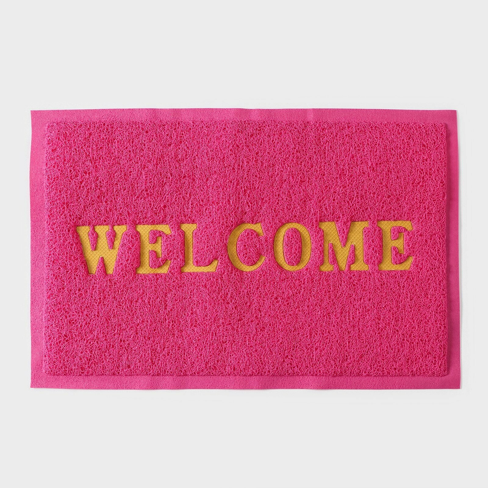 Коврик придверный Доляна "Welcome" с окантовкой 38х58 см, цвет розовый, 9694979