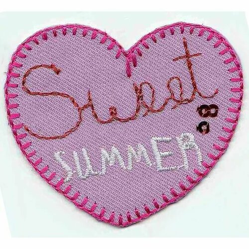 Термоаппликация HKM Сердце - Sweet Summer, 1 шт 5 х 5 см* розовый 0,125 см HKM 33702/1SB термоаппликация hkm фея 1 шт 5 5 х 3 5 см разноцветный 0 125 см hkm 31129 1sb