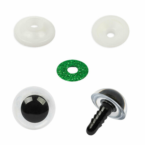 HobbyBe PGSB-11 Глаза пластиковые с блестящей вставкой d 11 мм 5х2 шт. зеленый