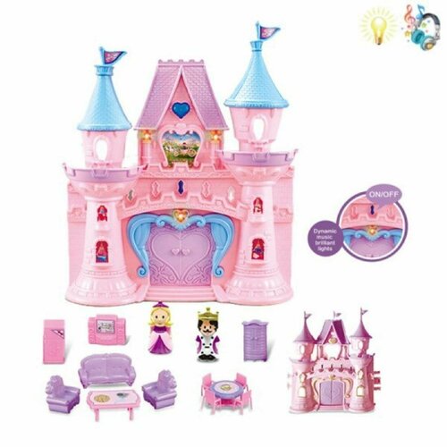 Кукольный домик Наша Игрушка Замок принцессы, свет, звук, 12 предметов, на батарейках, с фигурками (200774682)