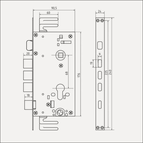 Изображение товара Замок врезной `чибис` корпус для металлических дверей М10- СР(хром)