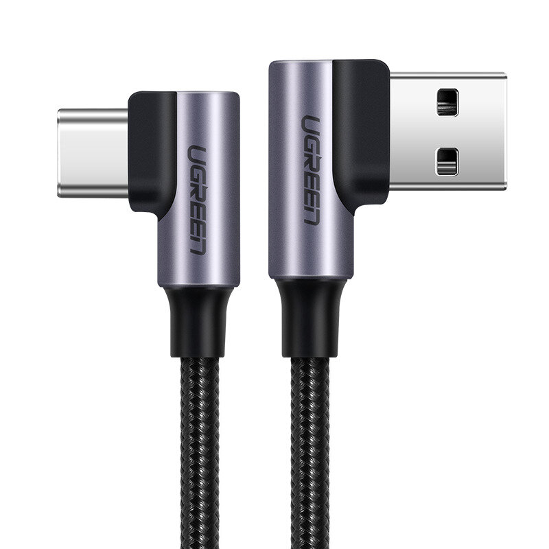 Кабель UGREEN US284 (50942) Right Angle USB-A to USB-C Cable. Длина: 2м. Цвет: серый космос