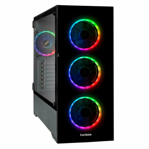 Корпус для компьютера ExeGate i3 MAX-PPH600 EX295115RUS Midi-Tower black корпус miditower exegate evo 8243 atx без бп 2 usb 1 usb3 0 черный 3 вент с rgb подсветкой боковая панель закаленное стекло